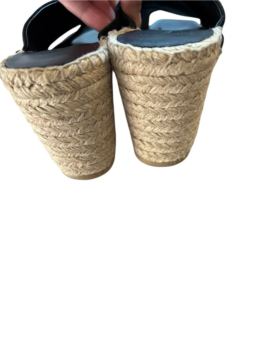 Vince Gaelan Coastal Suede Espadrille Wedges Black Leather Women’s Size 8M